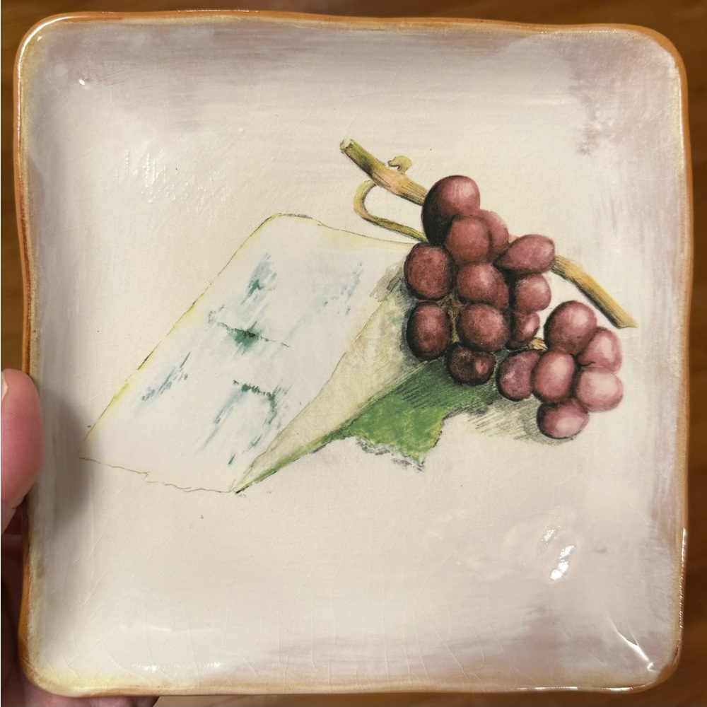 Crate and Barrel Set of 4 Italian Ceramic Appetizer Plates 7 x 7 Inch
